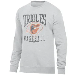 MLB Baltimore Orioles Men's Ash Crewneck Sweatshirt - M