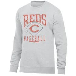 MLB Cincinnati Reds Men's Ash Crewneck Sweatshirt - L