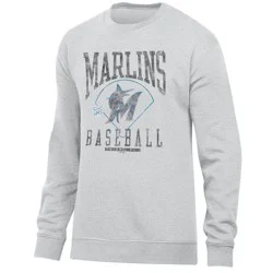 MLB Miami Marlins Men's Ash Crewneck Sweatshirt - XL