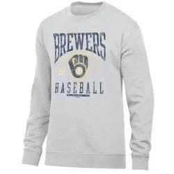 MLB Milwaukee Brewers Men's Ash Crewneck Sweatshirt - XL