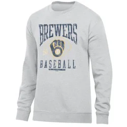 MLB Milwaukee Brewers Men's Ash Crewneck Sweatshirt - XXL