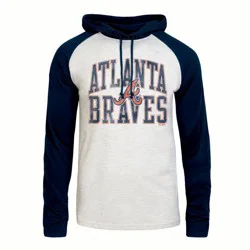 MLB Atlanta Braves Men's Ash Hooded Long Sleeve T-Shirt - L