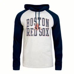 MLB Boston Red Sox Men's Ash Hooded Long Sleeve T-Shirt - L