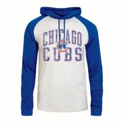 MLB Chicago Cubs Men's Ash Hooded Long Sleeve T-Shirt - XL