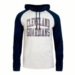 MLB Cleveland Guardians Men's Ash Hooded Long Sleeve T-Shirt - L