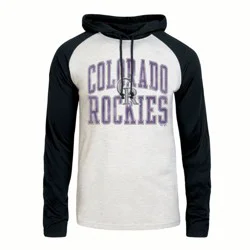 MLB Colorado Rockies Men's Ash Hooded Long Sleeve T-Shirt - M