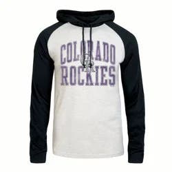 MLB Colorado Rockies Men's Ash Hooded Long Sleeve T-Shirt - M