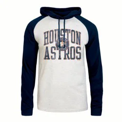 MLB Houston Astros Men's Ash Hooded Long Sleeve T-Shirt - XL
