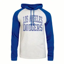 MLB Los Angeles Dodgers Men's Ash Hooded Long Sleeve T-Shirt - XL