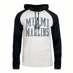 MLB Miami Marlins Men's Ash Hooded Long Sleeve T-Shirt - S