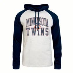 MLB Minnesota Twins Men's Ash Hooded Long Sleeve T-Shirt - S