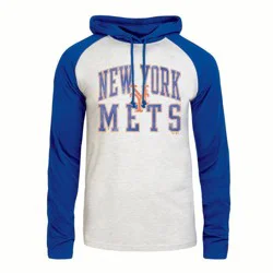 MLB New York Mets Men's Ash Hooded Long Sleeve T-Shirt - S