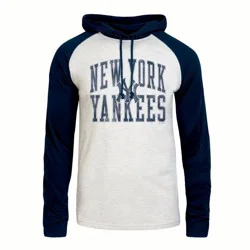 MLB New York Yankees Men's Ash Hooded Long Sleeve T-Shirt - L