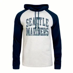 MLB Seattle Mariners Men's Ash Hooded Long Sleeve T-Shirt - L