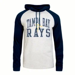 MLB Tampa Bay Rays Men's Ash Hooded Long Sleeve T-Shirt - L