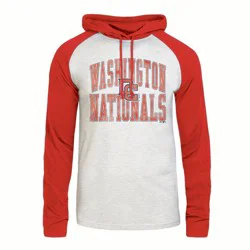 MLB Washington Nationals Men's Ash Hooded Long Sleeve T-Shirt - M
