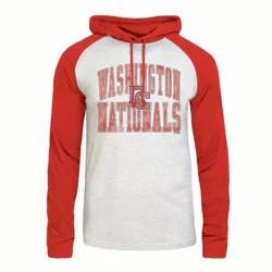 MLB Washington Nationals Men's Ash Hooded Long Sleeve T-Shirt - L