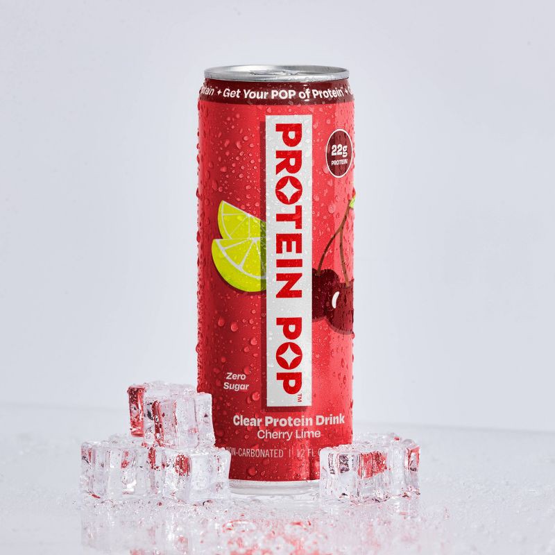 slide 3 of 6, Protein Pop Cherry Lime Flavoured Water - 12 fl oz, 12 fl oz
