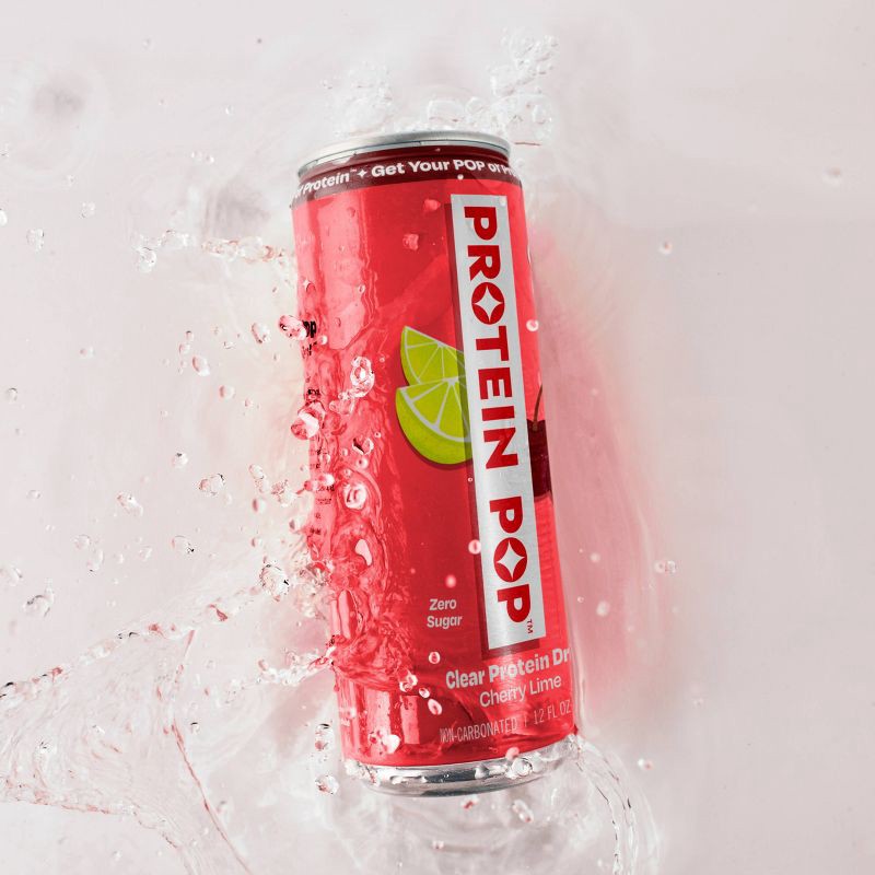 slide 4 of 6, Protein Pop Cherry Lime Flavoured Water - 12 fl oz, 12 fl oz