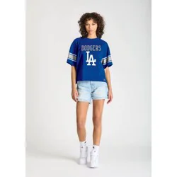 MLB Los Angeles Dodgers Women's Champion Sequin Print T-Shirt - L