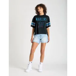 MLB Miami Marlins Women's Champion Sequin Print T-Shirt - XL