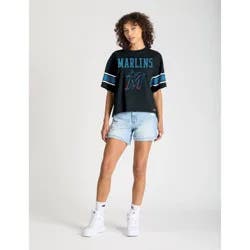 MLB Miami Marlins Women's Champion Sequin Print T-Shirt - XL