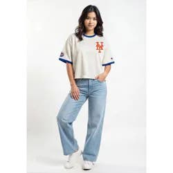 MLB New York Mets Women's Champion Antique White Mesh Jersey - S