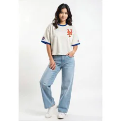 MLB New York Mets Women's Champion Antique White Mesh Jersey - M