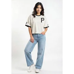 MLB Pittsburgh Pirates Women's Champion Antique White Mesh Jersey - L