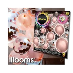 iLLoom Balloon 15ct Rose Gold Confetti LED Light Up Balloons