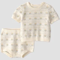 Little Planet by Carter's Baby Girls' Organic 2pc Floral Sweater Set - Ivory Newborn