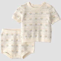Little Planet by Carter's Baby Girls' Organic 2pc Floral Sweater Set - Ivory 9M
