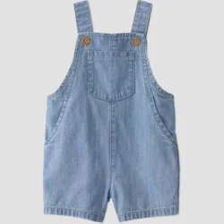 Little Planet by Carter's Baby Organic Chambray Shortall - Blue Denim 9M