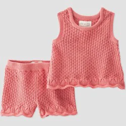Little Planet by Carter's Baby Girls' Organic 2pc Sweater Knit Set - Pink 3M
