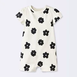 Baby Girls' Floral Short Sleeve Romper - Cloud Island™ White 3-6M