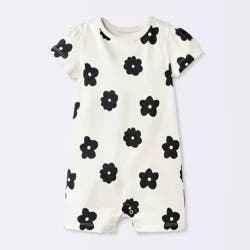 Baby Girls' Floral Short Sleeve Romper - Cloud Island™ White 6-9M
