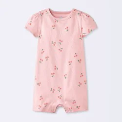 Baby Girls' Cherry Short Sleeve Romper - Cloud Island™ Rose Pink Newborn