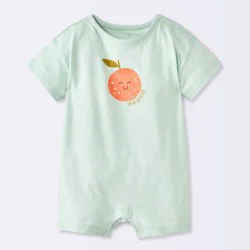 Baby Boys' Fresh Squeezed Orange Short Sleeve Romper - Cloud Island™ Blue Newborn