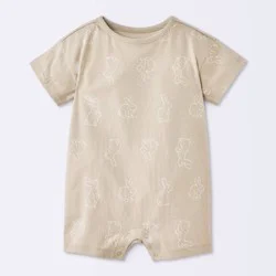 Baby Boys' Bunny Graphic Short Sleeve Romper - Cloud Island™ Tan Newborn