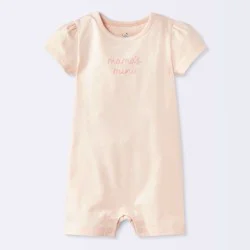 Baby Girls' Mama's Mini Short Sleeve Romper - Cloud Island™ Pink 12M