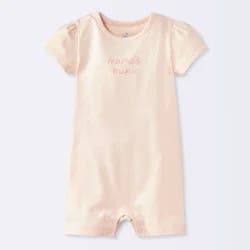 Baby Girls' Mama's Mini Short Sleeve Romper - Cloud Island™ Pink 18M