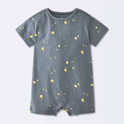 Baby Boys' Space Graphic Short Sleeve Romper - Cloud Island™ Charcoal Gray 0-3M