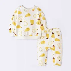 Baby Girls' 2pc Pear Fruit Modal French Terry Sweatshirt and Pants Set - Cloud Island™ Cream Newborn