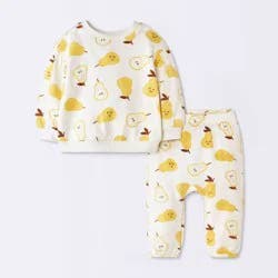 Baby Girls' 2pc Pear Fruit Modal French Terry Sweatshirt and Pants Set - Cloud Island™ Cream 6-9M