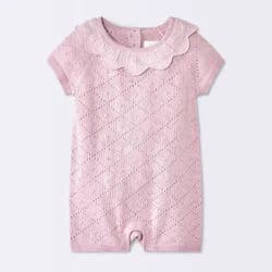 Baby Girls' Pointelle Sweater Romper - Cloud Island™ Purple 12M