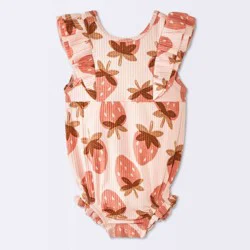 Baby Girls' Strawberry Ruffle Tank Romper - Cloud Island™ Light Pink 6-9M