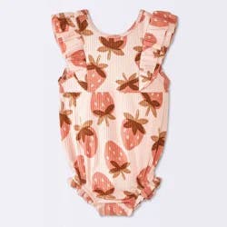 Baby Girls' Strawberry Ruffle Tank Romper - Cloud Island™ Light Pink 6-9M