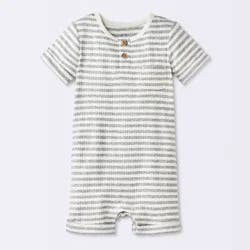 Baby Boys' Striped Henley Short Sleeve Romper - Cloud Island™ Heather Gray 24M