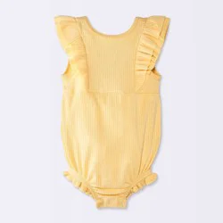 Baby Girls' Solid Ruffle Tank Romper - Cloud Island™ Yellow 0-3M