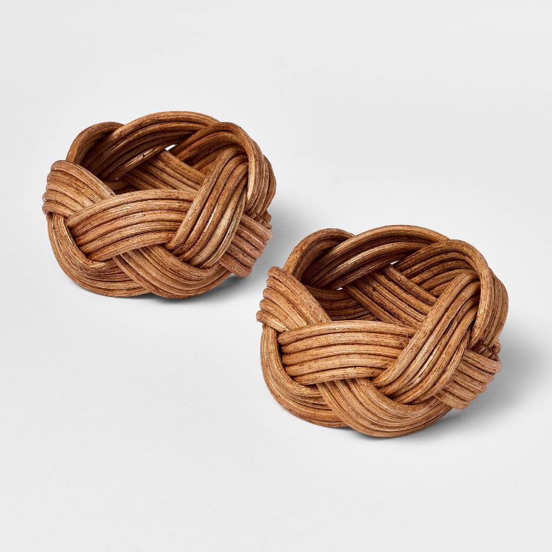 slide 1 of 3, Threshold designed w/Studio McGee 2pk Braided Woven Rattan Napkin Rings - Threshold™ designed with Studio McGee, 2 ct